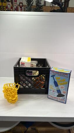ASSORTED LOT IN MILK CRATE