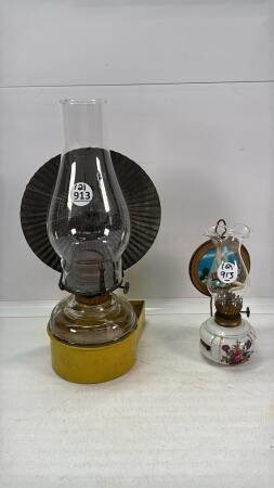 OIL LAMP WITH METAL WALL HUNG BRACKET