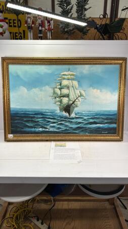 SHIP AT SEA PAINTING ON CANVAS