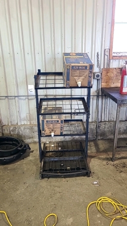 Blue Steel Display Rack for Oil Boxes