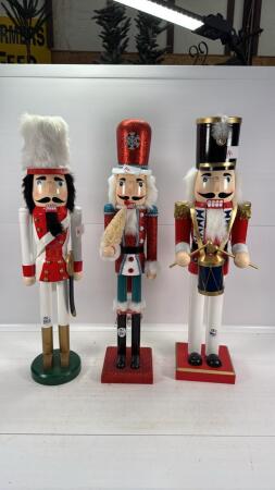 (3) WOODEN NUTCRACKER DECORATIONS