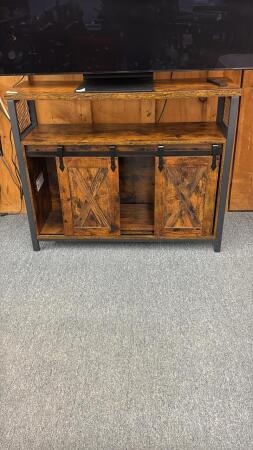 ENTERTAINMENT UNIT WITH ROLLING BARN DOORS
