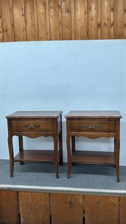 PAIR OF ANDREW MALCOLM END TABLES WITH DRAWER