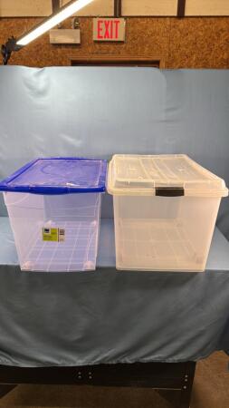 (2) 60L PLASTIC TOTES WITH LIDS