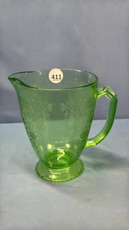 GREEN DEPRESSION PITCHER