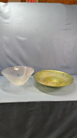 (2) GLASS SALAD BOWLS
