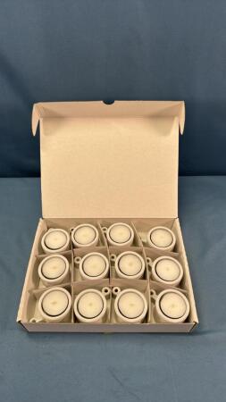 (12) IKEA CANDLES IN PORCELAIN HOLDERS