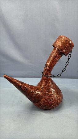 LEATHER CARVED WINE VESSEL