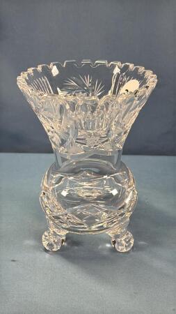 PINWHEEL CRYSTAL FOOTED VASE