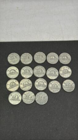 (18) CANADIAN FIVE CENT COINS