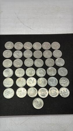 (37) CANADIAN TWENTY FIVE CENT COINS