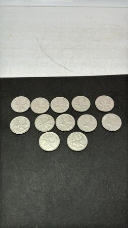 (12) CANADIAN TWENTY FIVE CENT COINS
