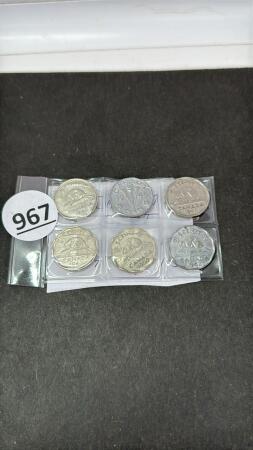 (6) CANADIAN GEORGE VI FIVE CENT COINS