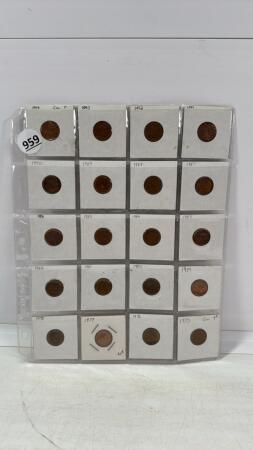 (20) CANADIAN 1 CENT COINS