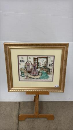 NEEDLE POINT VICTORIAN FRAMED PIECE