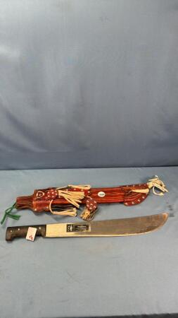 21IN MACHETE IN SHEATH