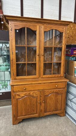 2 PIECE OAK BUFFET HUTCH