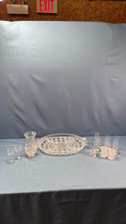 GLASS 14IN LONG DIVIDED RELISH PLATE