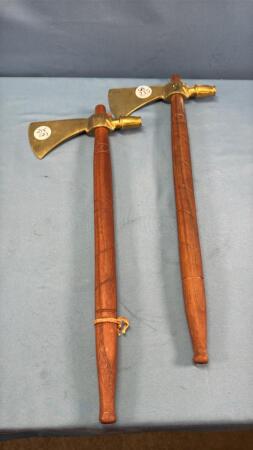 PAIR OF BRASS TOMAHAWKS
