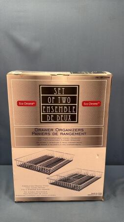 PAIR OF CHROME DRAWER ORGANIZERS