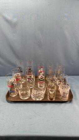QUANTITY OF SILK SCREENED GERMAN GLASSES