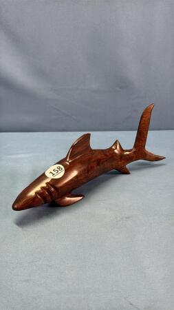 CARVED WOODEN 10IN LONG SHARK