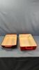 (2) CAST IRON ENAMELED PANS