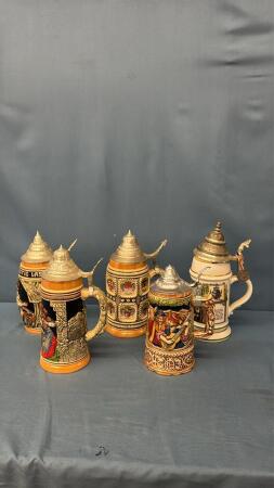 (5) GERMAN BEER STEINS