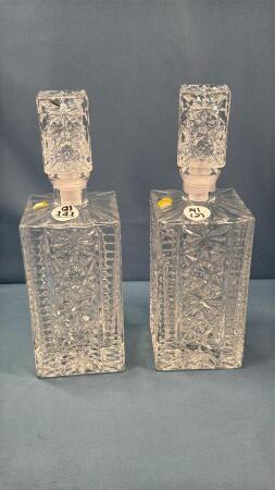 PAIR OF LEAD CRYSTAL DECANTERS WITH STOPPERS