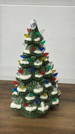 BATTERY LIT 12IN CERAMIC CHRISTMAS TREE