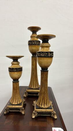 SET OF 3 RESIN CANDLE STANDS