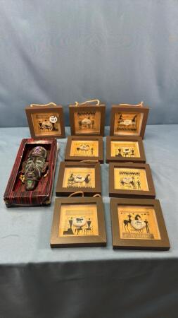 (9) PIECES OF FRAMED FOSSIL ART ETC.