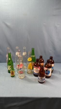 QUANTITY OF SOFT DRINK AND BEER BOTTLES.