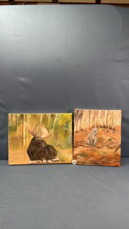 (2) WILDLIFE PAINTINGS ON CANVAS