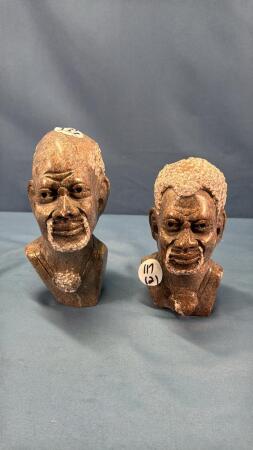 (2) AFRICAN SOAPSTONE BUSTS