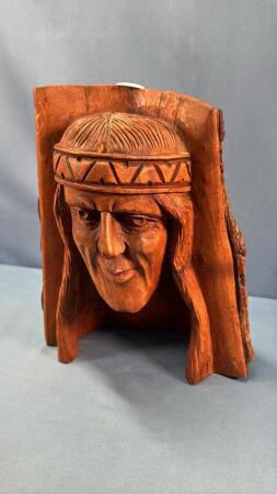 CARVED WOODEN INDIGENOUS BUST