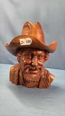 CARVED WOODEN COWBOY