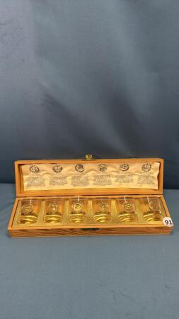 SET OF 6 EARLY EXPLORER SHOT GLASSES