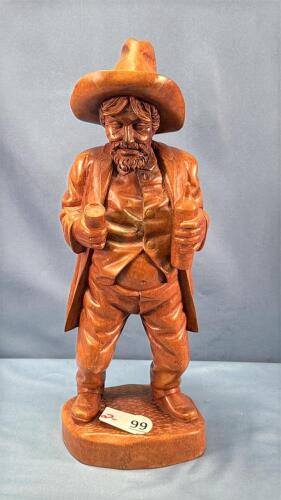 CARVED WOODEN COWBOY