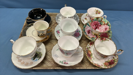 9 Tea Cups & Saucers Lot