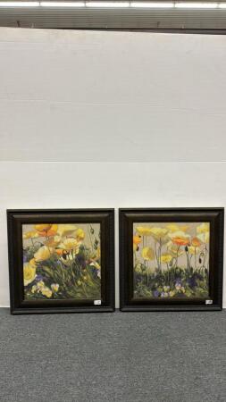(2) FLORAL PAINTINGS ON BOARD