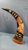 PAIR OF DECORATIVE CARVED WATER BUFFALO HORNS - 2