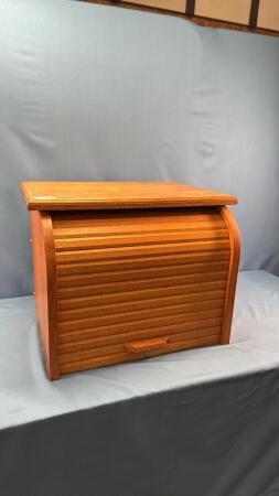 OAK ROLL TOP BREAD BOX