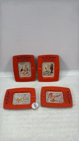 (4) VINTAGE PINUP GIRL ASHTRAY'S