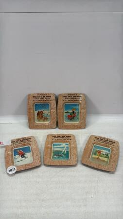(5) VINTAGE OUTDOOR ACTIVITY SCENE ASHTRAY'S