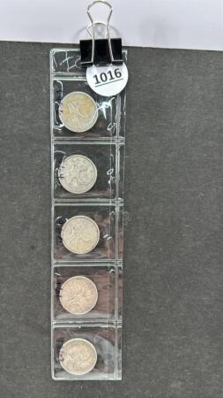 (5) CANADIAN TWENTY FIVE CENT COINS