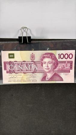 1988 CANADIAN ONE THOUSAND DOLLAR BILL