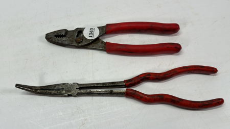 Snap-On 8in Slip Joint & Mac 11in Curved Needle Nose Pliers