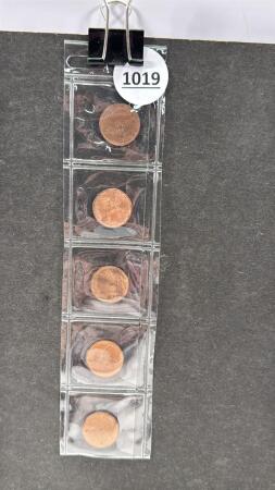 (5) 1867-1967 CANADIAN ONE CENT COINS
