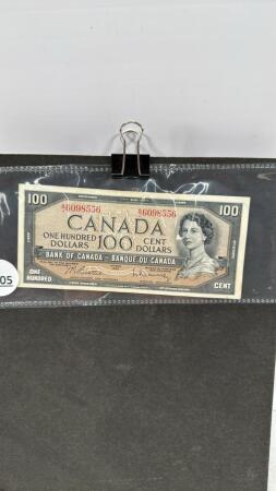1954 CANADIAN ONE HUNDRED DOLLAR BILL